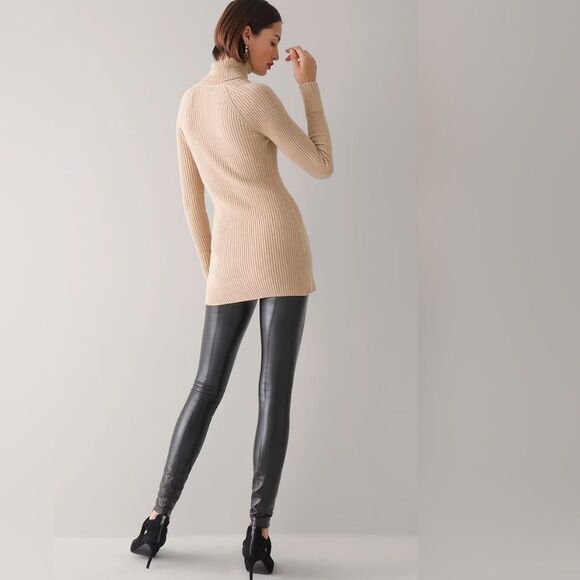 White House Black Market Tan Cuffed Sleeve Turtleneck Pointelle Sweater Size XL - Picture 10 of 11